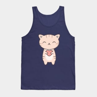 Stripy Kawaii Cute Cat Tank Top